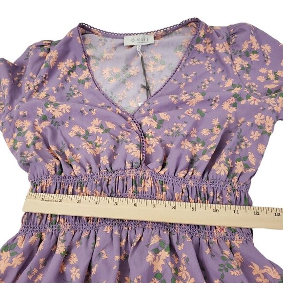 Wayf Mini‎ Dress Small Delancy Smocked Waist Lavender Floral Print Boho NWT - Picture 10 of 12